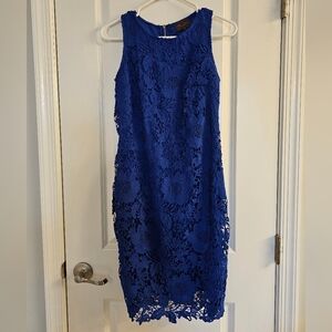 Chic Royal Blue Lace Midi Dress